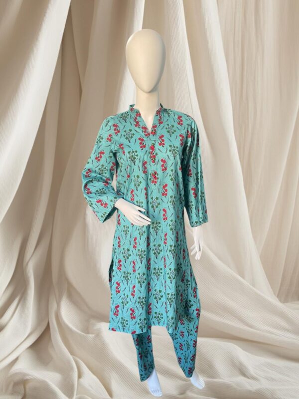 2 Pc Light Blue Lawn Suit