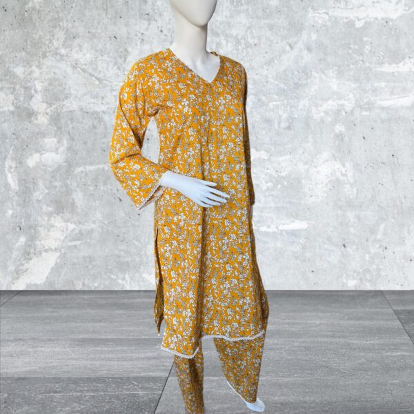 Yellow lawn ready to wear 2 pcs suit - Image 4