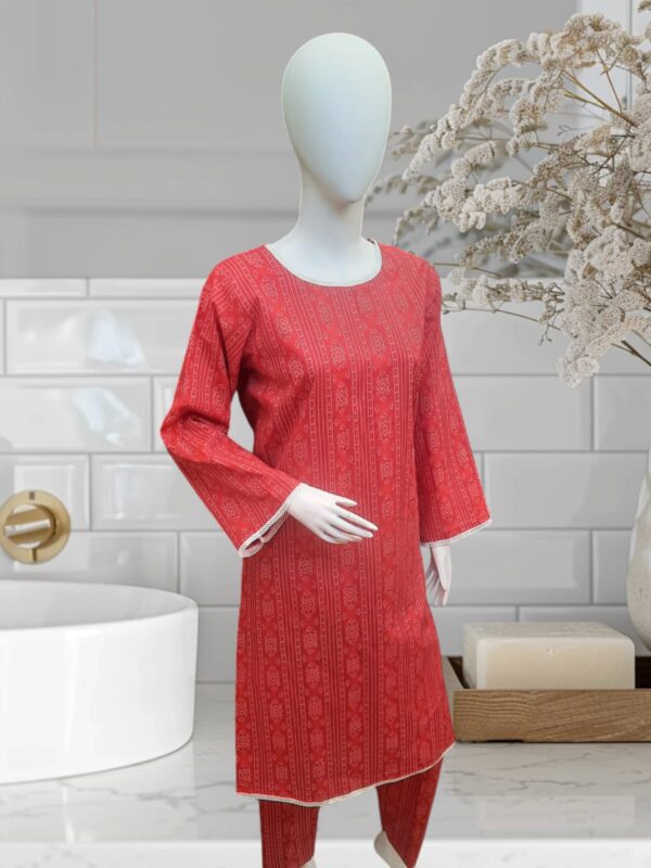 Chunri Red cambric 2 Pc Suit