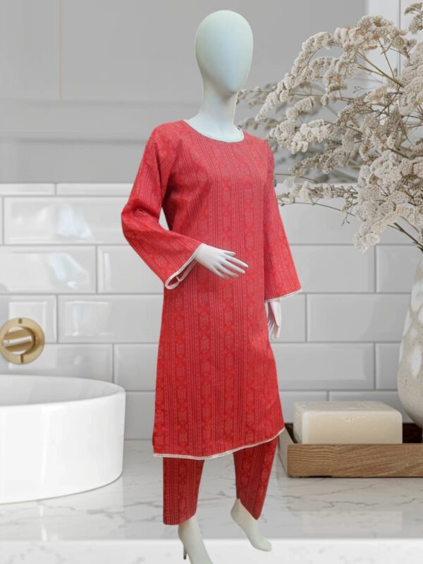 Chunri Red cambric 2 Pc Suit - Image 5