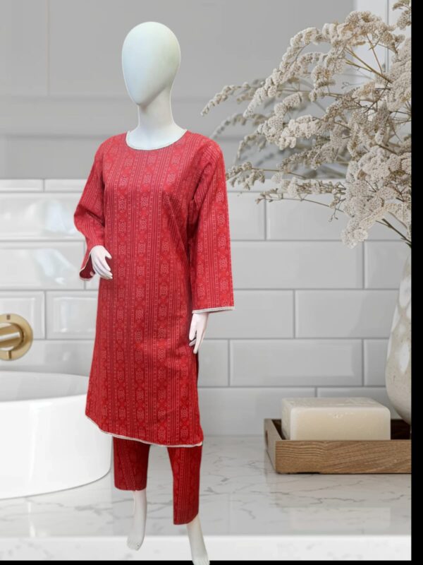 Chunri Red cambric 2 Pc Suit - Image 2