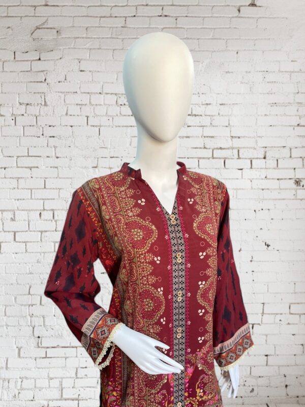 Maroon Linen 2 Pc suit - Image 4