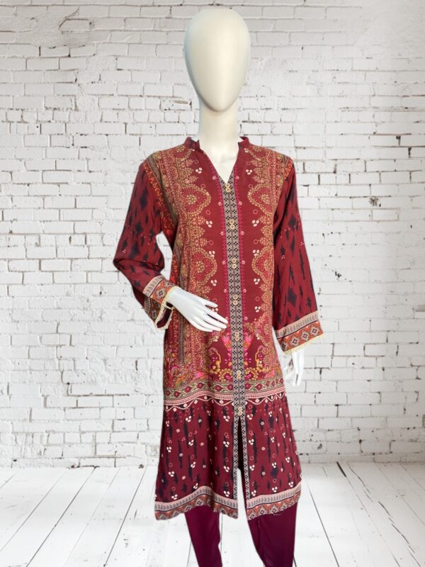 Maroon Linen 2 Pc suit - Image 5