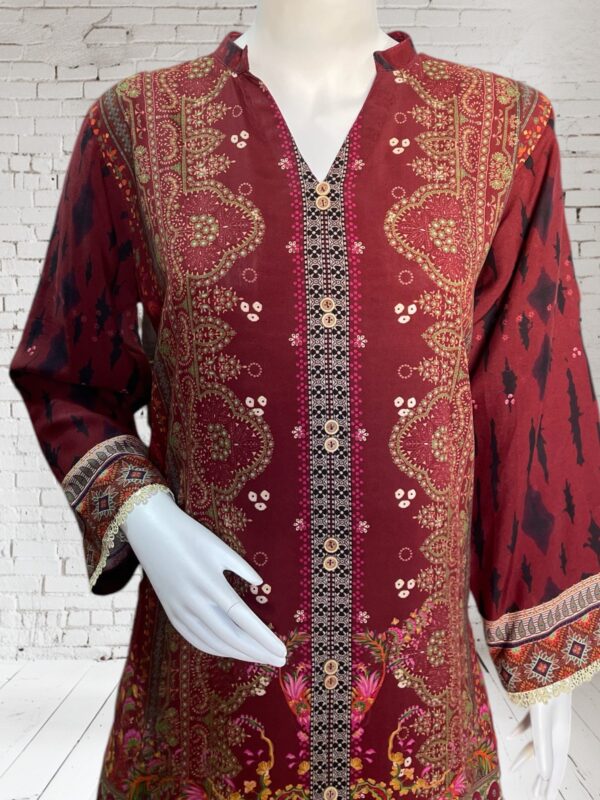 Maroon Linen 2 Pc suit - Image 3