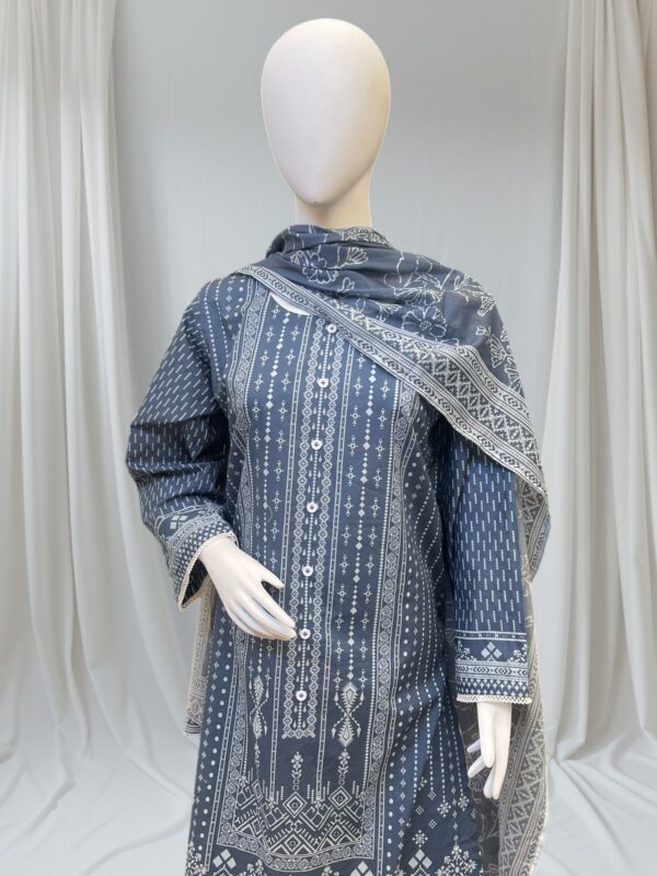 Grey Lawn Shirt Dupatta 2 Pc - Image 4