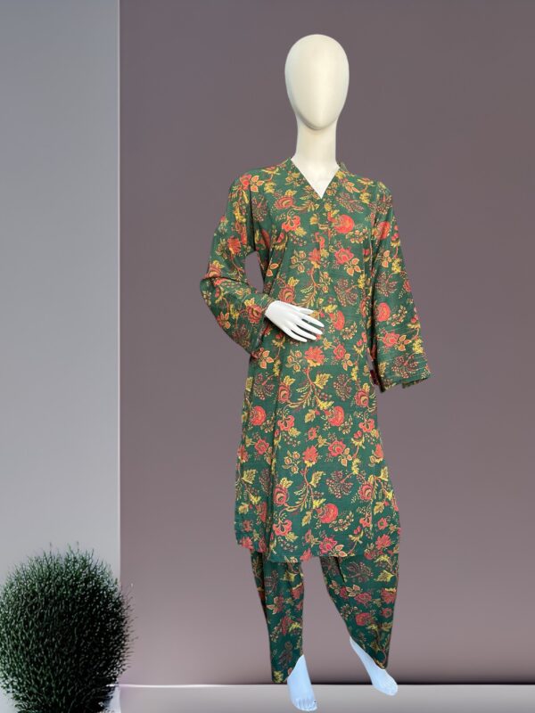 Floral Green 2 Pc khaddar