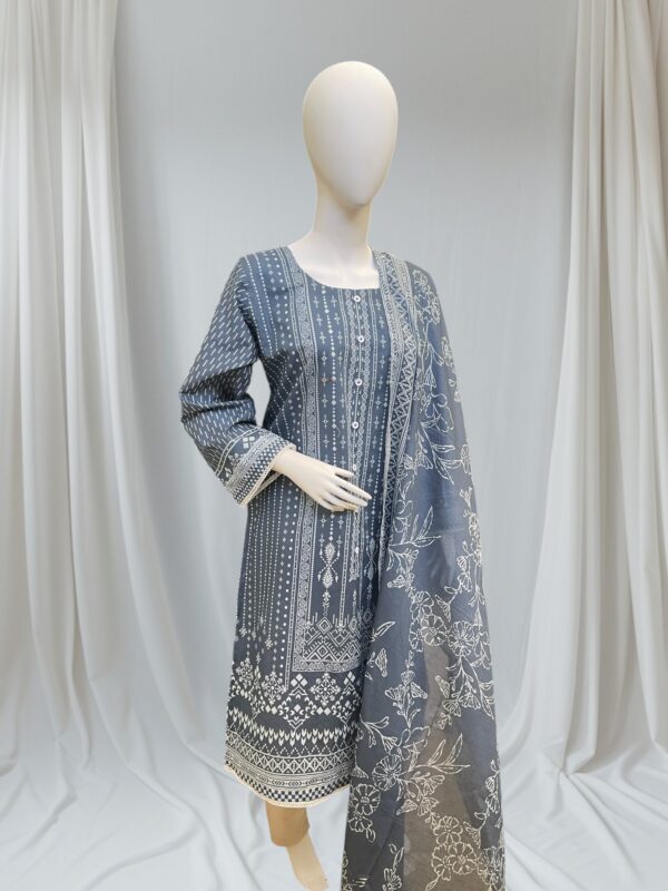 Grey Lawn Shirt Dupatta 2 Pc