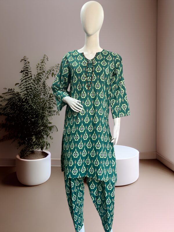 Flaming green Khaddar 2 Pc Suit